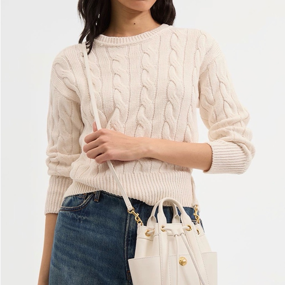 Veronica Beard White Drawstring Bucket Crossbody … - image 2